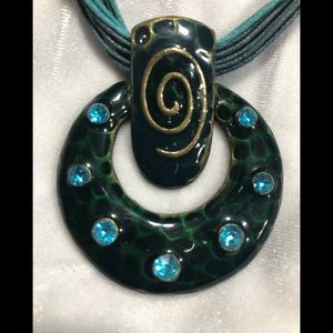 Necklace. Enamel and Rhinestone, Corded